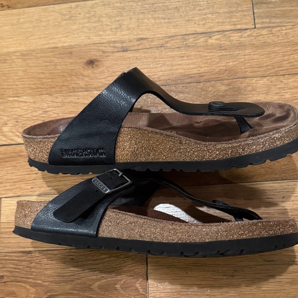Birkenstock Black Leather Thong Sandals size 37 - Picture 5 of 6
